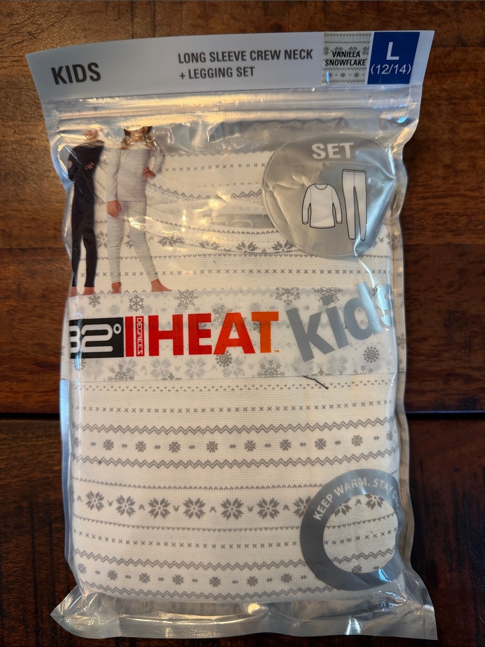 32 Degrees Kids White and Gray Snowflake Long Sleeve Crew Neck + Legging Set